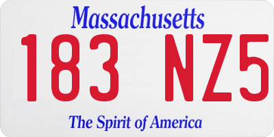 MA license plate 183NZ5