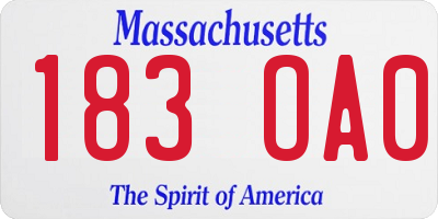 MA license plate 183OA0