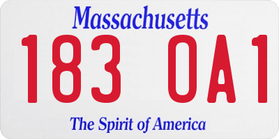 MA license plate 183OA1