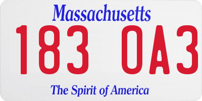 MA license plate 183OA3