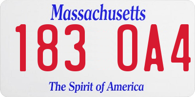MA license plate 183OA4
