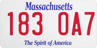 MA license plate 183OA7