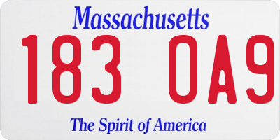 MA license plate 183OA9