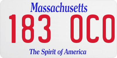 MA license plate 183OC0