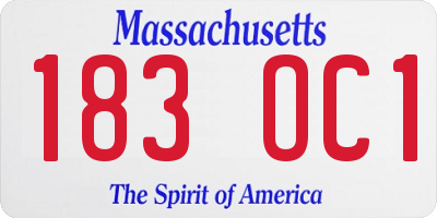 MA license plate 183OC1