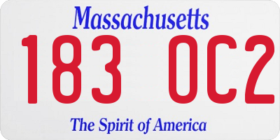 MA license plate 183OC2