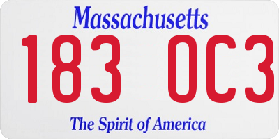 MA license plate 183OC3