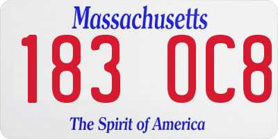 MA license plate 183OC8