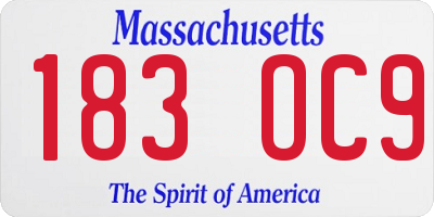 MA license plate 183OC9