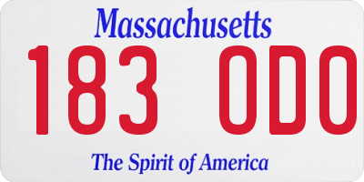 MA license plate 183OD0