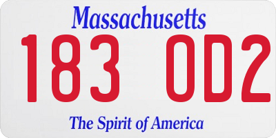 MA license plate 183OD2