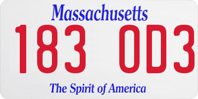 MA license plate 183OD3