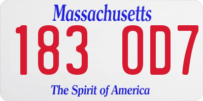 MA license plate 183OD7