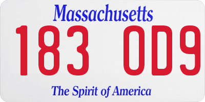 MA license plate 183OD9