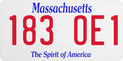 MA license plate 183OE1