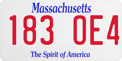 MA license plate 183OE4