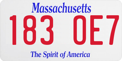 MA license plate 183OE7