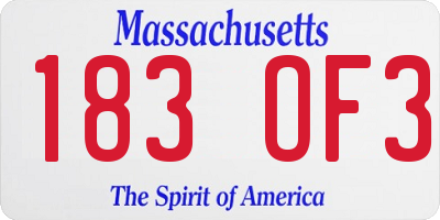 MA license plate 183OF3