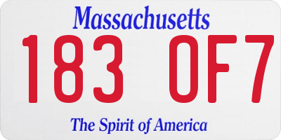 MA license plate 183OF7