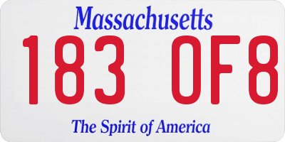 MA license plate 183OF8