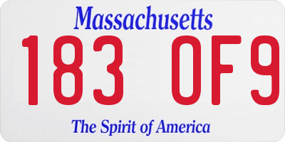 MA license plate 183OF9