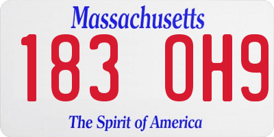 MA license plate 183OH9