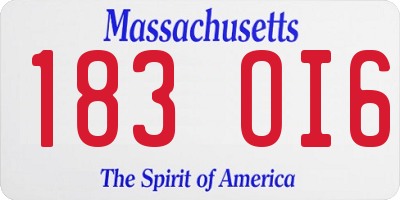 MA license plate 183OI6