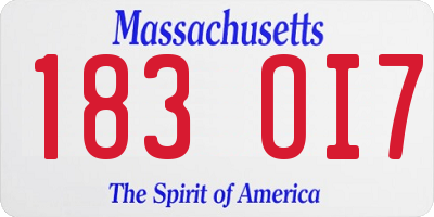 MA license plate 183OI7