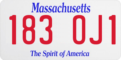 MA license plate 183OJ1