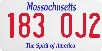 MA license plate 183OJ2