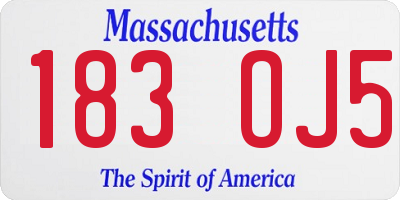 MA license plate 183OJ5