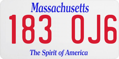 MA license plate 183OJ6