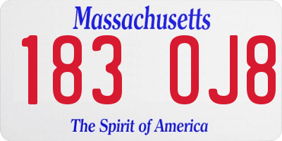 MA license plate 183OJ8