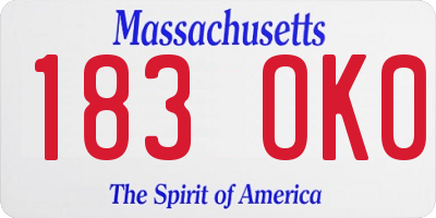 MA license plate 183OK0