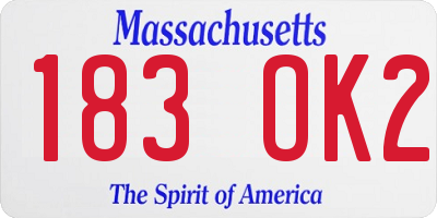 MA license plate 183OK2