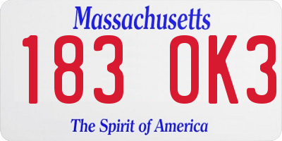 MA license plate 183OK3