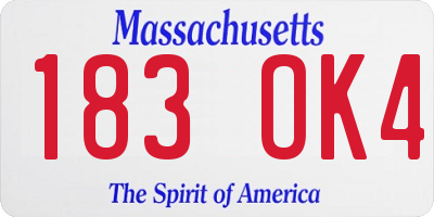 MA license plate 183OK4