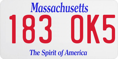 MA license plate 183OK5
