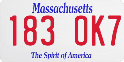 MA license plate 183OK7