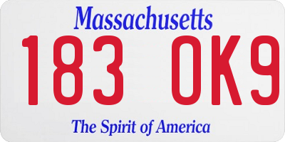 MA license plate 183OK9