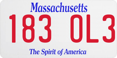 MA license plate 183OL3