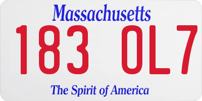 MA license plate 183OL7