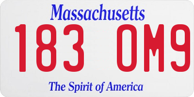 MA license plate 183OM9