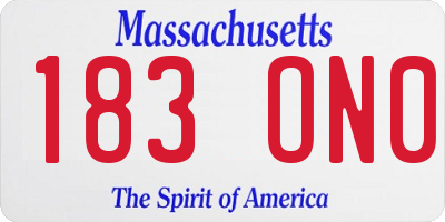 MA license plate 183ON0