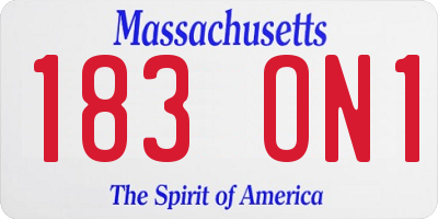 MA license plate 183ON1