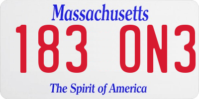 MA license plate 183ON3