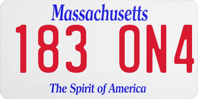 MA license plate 183ON4