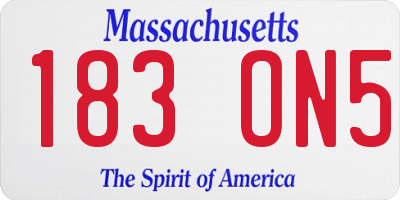 MA license plate 183ON5