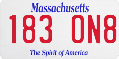 MA license plate 183ON8