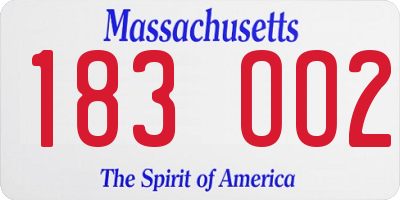 MA license plate 183OO2